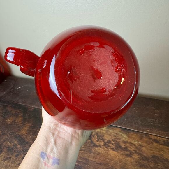 Vintage MCM 60s 70s Ruby Red Swug 17" tall long spout pitcher with handle - Picture 8 of 11